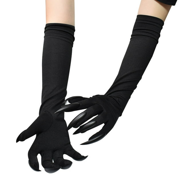 WEAIXIMIUNG White Shawl Gloves Animal Cat Gloves Long Nail Accessory Carnival Kit Prop