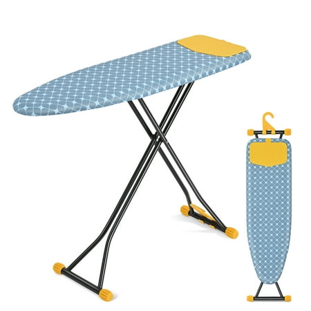 KK KINGRACK Ironing Board  Iron Board Full Size with Hanger & Rotating Nonslip Feet  7 Level Height Adjustable  43x13 in  Yellow
