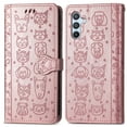 thumbnail image 2 of Wallet Case for Samsung Galaxy A25 5G, Lovely Cute Cat Embossed Pattern Cartoon PU Leather Flip Folio Cover with Card Slots Cash Holder Kickstand Magnetic Secure Clasp Shockproof Case, Pink, 2 of 10