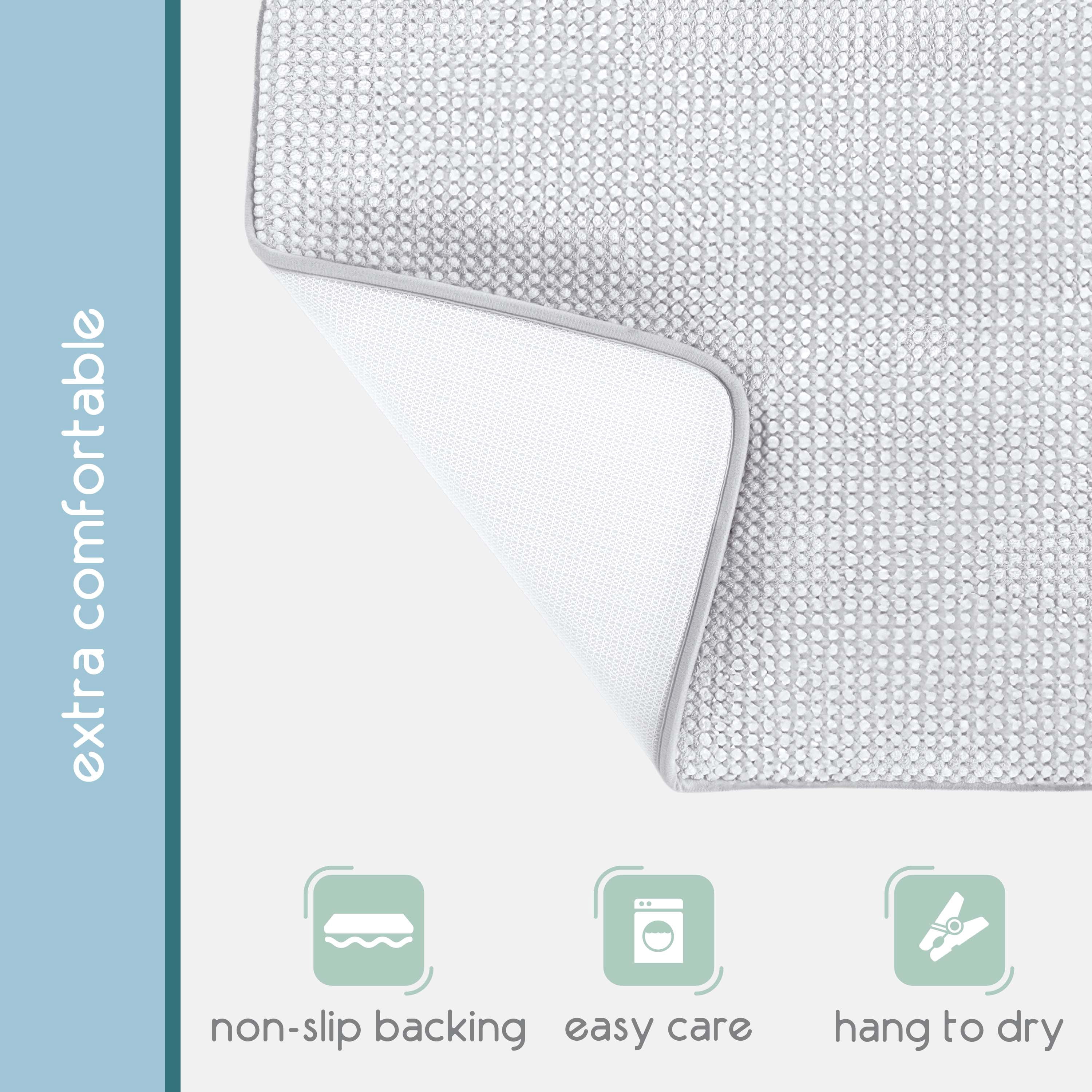 Vellux Bliss Memory Foam Bath Rug, 20" x 30", Light Grey