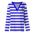thumbnail image 4 of Topvent Women's T Shirt Tee Long Sleeve Daily Weekend Fashion Basic V Neck Stripe Printing Regular Top, 4 of 5