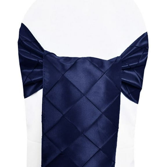 Wedding Linens Inc. (5pcs) 9.5"x108" Pintuck Chair Sashes Bows Ties Linens for Wedding Party Ceremony Event Home Dining Reception - Navy Blue