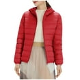 thumbnail image 1 of FAIWAD Long Puffer Lightweight Coat for Womens Button Round Neck Long Sleeve Down Outwearwith Pockets, 1 of 7