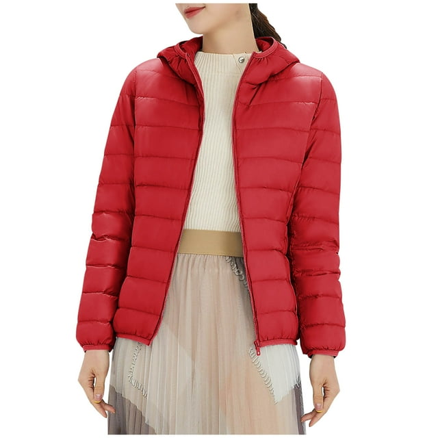 FAIWAD Long Puffer Lightweight Coat for Womens Button Round Neck Long Sleeve Down Outwearwith Pockets