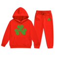 thumbnail image 4 of Girls Outfit Sets Toddler Boy Girl Long Sleeve St.Pt'S Day Clover Print Warm Hoodie Sweatpant Kids Outfits Sweat Suit,2-13Y, 4 of 4