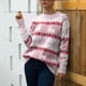 thumbnail image 2 of Gibobby Temperamento Suelto Top de Manga Larga Suéter de punto de Navidad para mujer Suéter de cuello redondo con patrón de cervatillo de de nieve de Navidad (Pink, S), 2 of 5