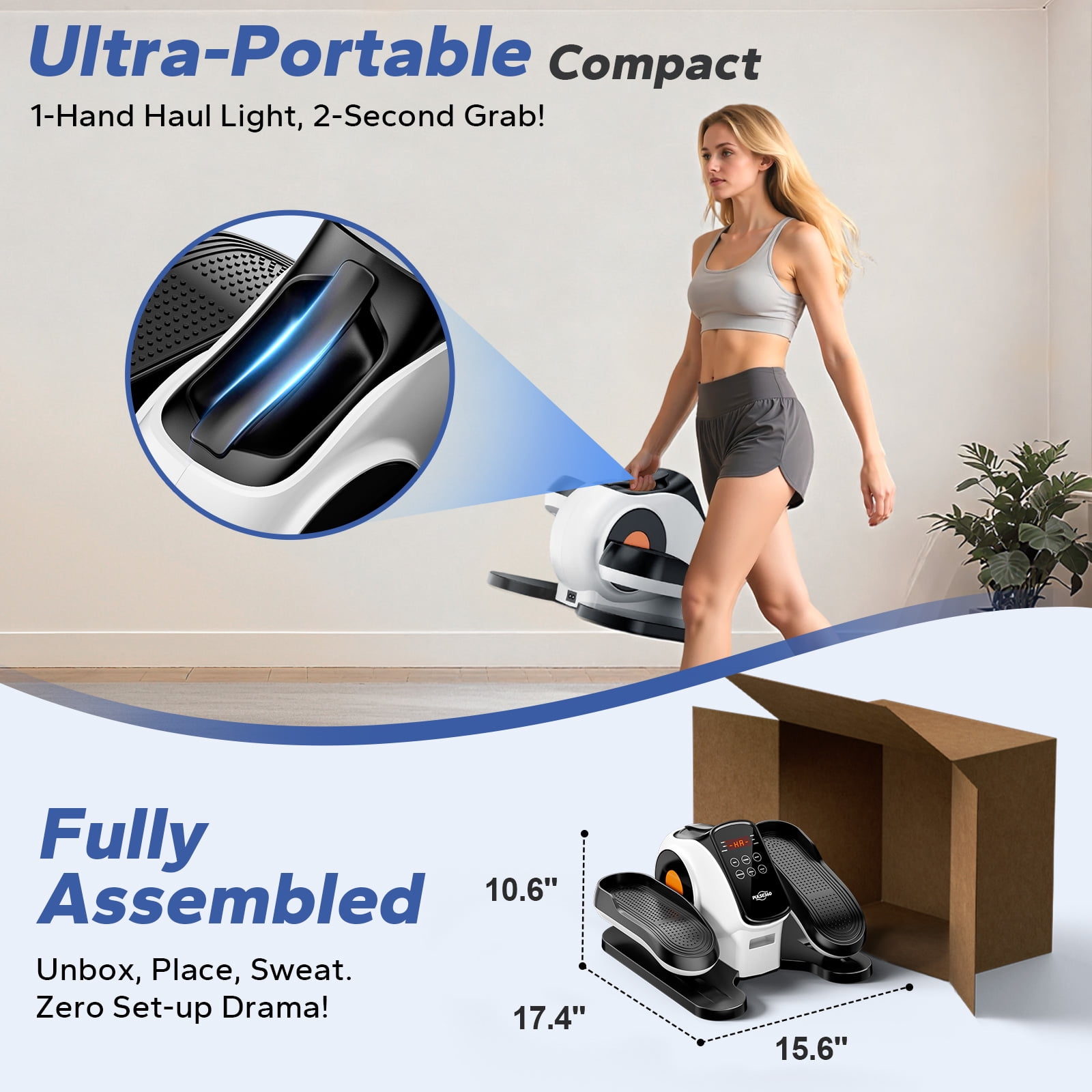 PULSE360 Under Desk Elliptical Machine, Electric Ellipse Leg Exerciser for Seniors with 15 Adjustable Quiet Portable Elliptical Machine, Seated Pedal Exerciser with Remote Control