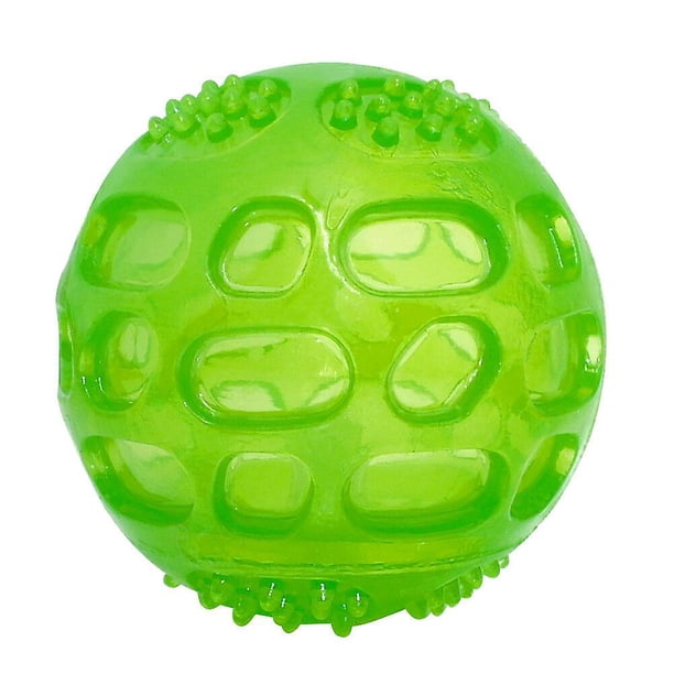 Pelota masticable para perros, con sonido, flotante e indestructible, de goma (verde).