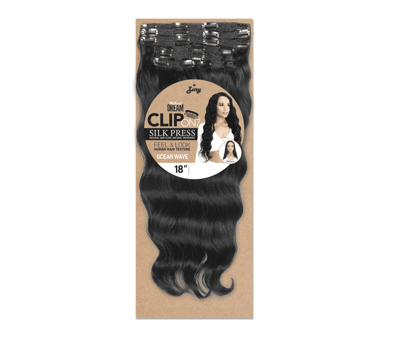 Zury Natural Dream Clip On Hair Extensions Ocean Wave 18"