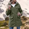 thumbnail image 2 of Vinsonshop Women's Rain Jacket Utility Jacket Women Soft Shell Jackets Womens Windbreaker Jacket Overcoat for Women Packable Rain Jacket Women Raincoat for Women Dark Green L, 2 of 4