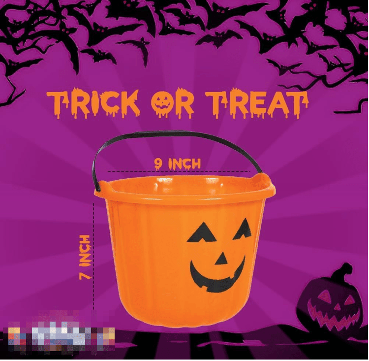 Halloween Pumpkin Pail Bucket Plastic Candy Basket for Trick or Treat