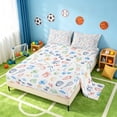 thumbnail image 2 of Manfei Cartoon Sport King Sheets, Soccer Tennis Football Bedding, Multicolor Sport 4 Pieces(1 Flat Sheet, 1 Fitted Sheet and 2 Pillowcases), 2 of 6