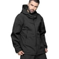 thumbnail image 3 of Puztloy Men's Jackets Zip Hoodie Fleece Jacket Outdoor Hiking Lightweight Waterproof Windbreaker Rain Shell Ski Work Coat (Available in Plus Size), 3 of 11