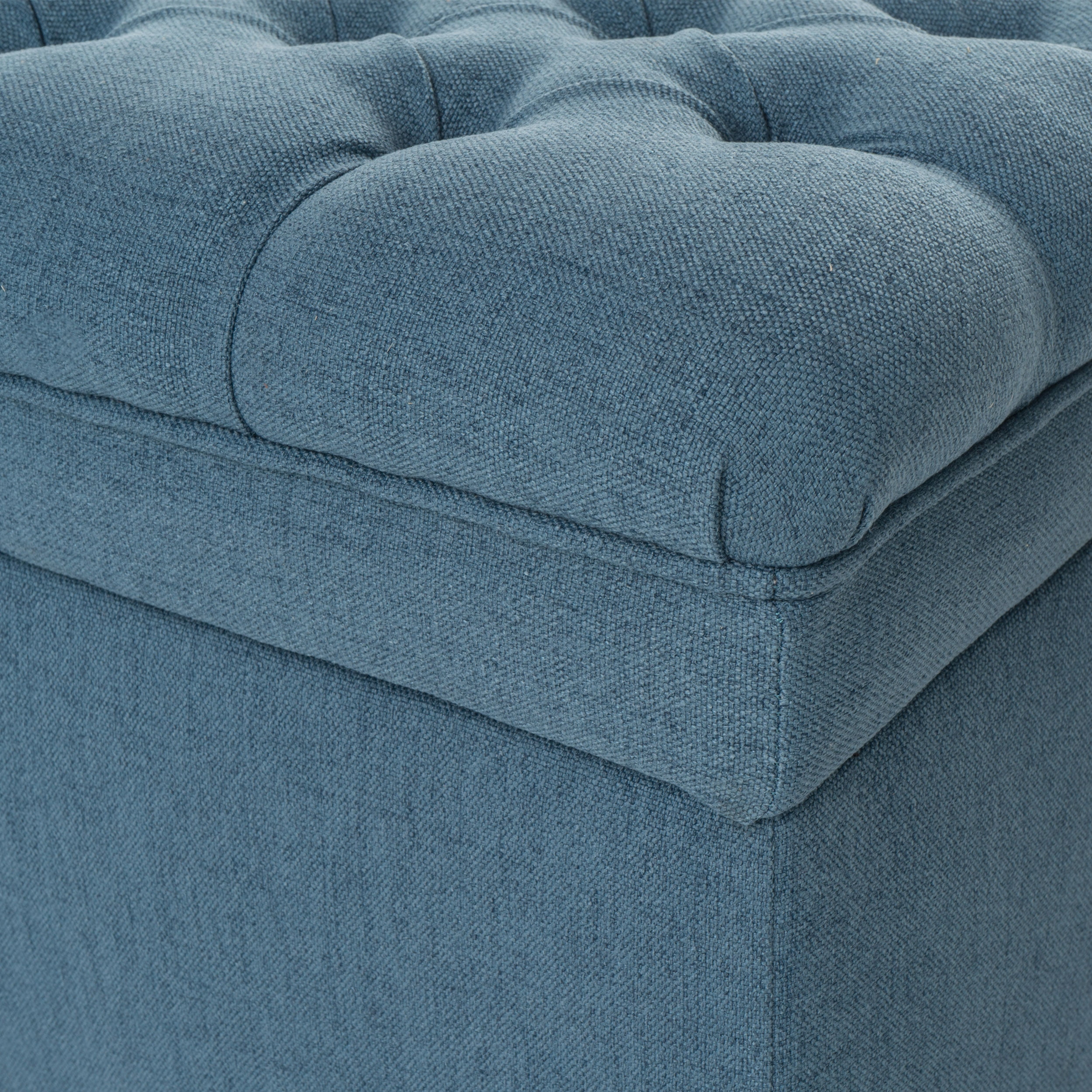 Noble House Julia Tufted Fabric Storage Ottoman, Blue