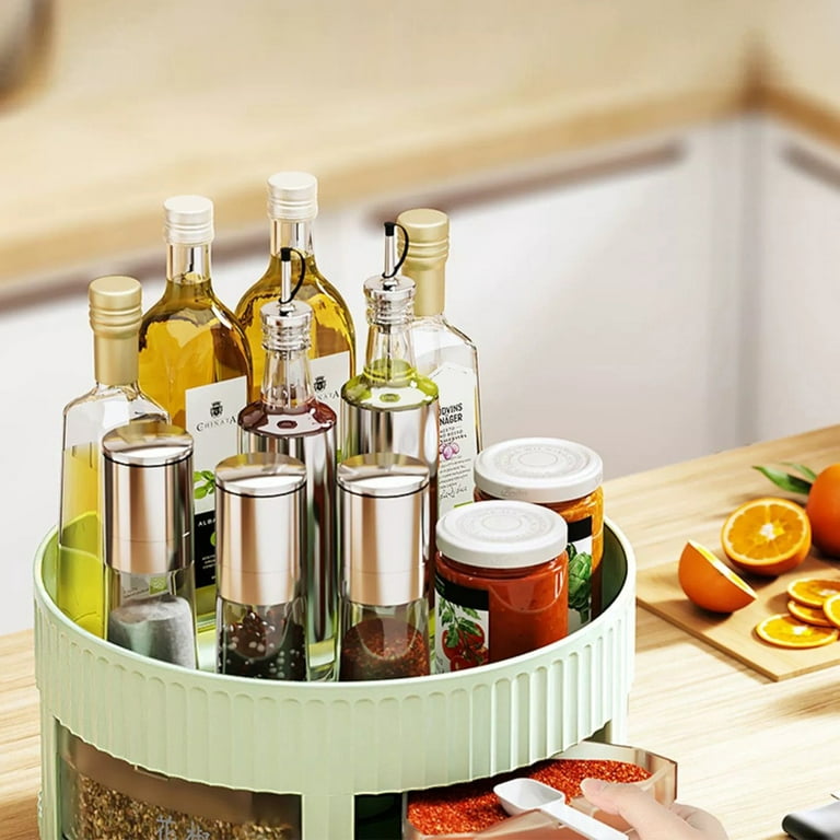 Cabinet Caddy White, Pull-and-Rotate Spice Rack Organizer