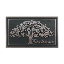A1HC Rubber Pin Welcome Door Mats for Outdoor Indoor Entrance, Non-Slip Backing Front Door Mat, 30"x48" Shredding Tree