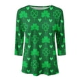 thumbnail image 4 of Birdeem T-Shirt Imprimé de la Saint-Patrick pour Femmes, Blouse à Manches 3/4, Col Rond, Hauts Décontractés, 4 of 4