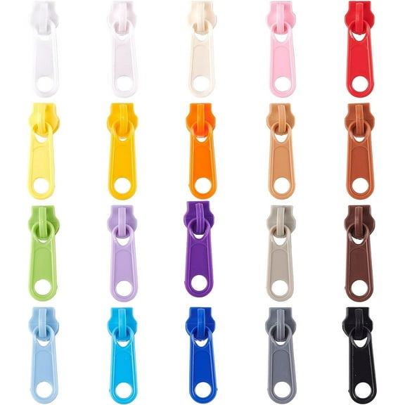 76 Pcs #5 Plastic Zipper Pull Slider Head 17 Colors Oval Zippers Slider Head Zipper Repair Kit Solution