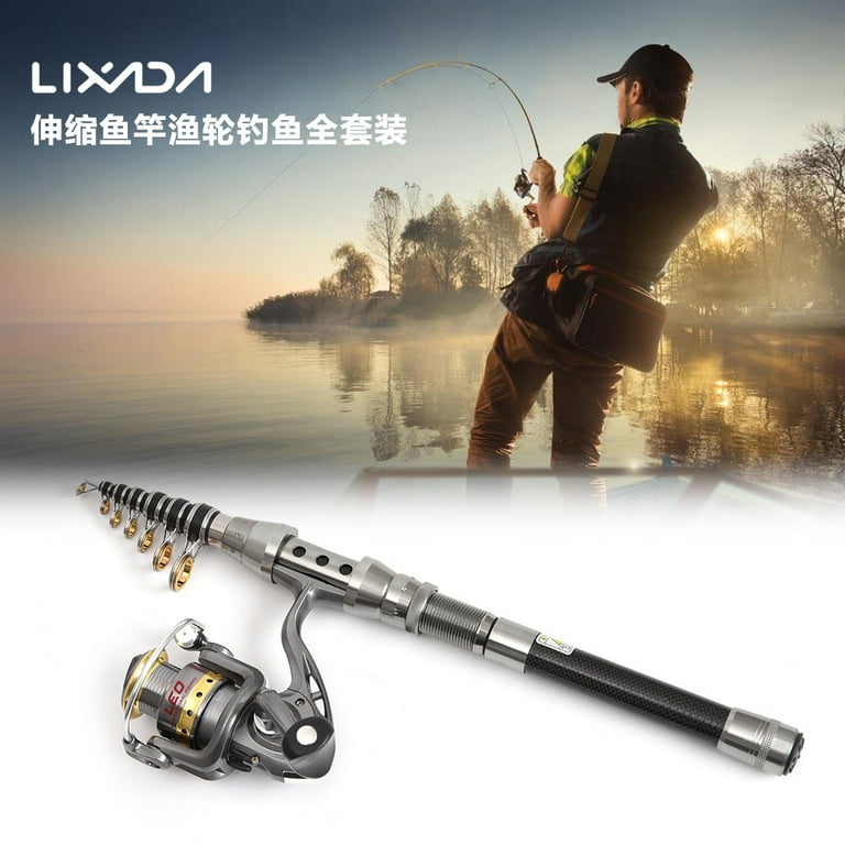 Lixada Telescopic Fishing Rod and Reel Combo Full Kit Spinning Fishing Reel Gear Organizer Pole Set with 100m Fishing Line Lures Hooks Jig Head and