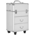 thumbnail image 1 of HOMCOM Chariot de Maquillage Roulant pour Voyage avec Roue Pivotante Argent, 1 of 10