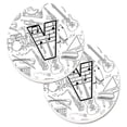 thumbnail image 1 of Carolines Treasures CJ2007-VCARC Letter V Musical Note Letters Set of 2 Cup Holder Car Coaster, 1 of 1