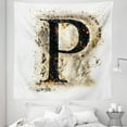 thumbnail image 1 of Letter P Tapestry, P Embers Blazing ABC Font Design Tainted Background Illustration, Fabric Wall Hanging Decor for Bedroom Living Room Dorm, 5 Sizes, Tan Black Yellow, by Ambesonne, 1 of 1