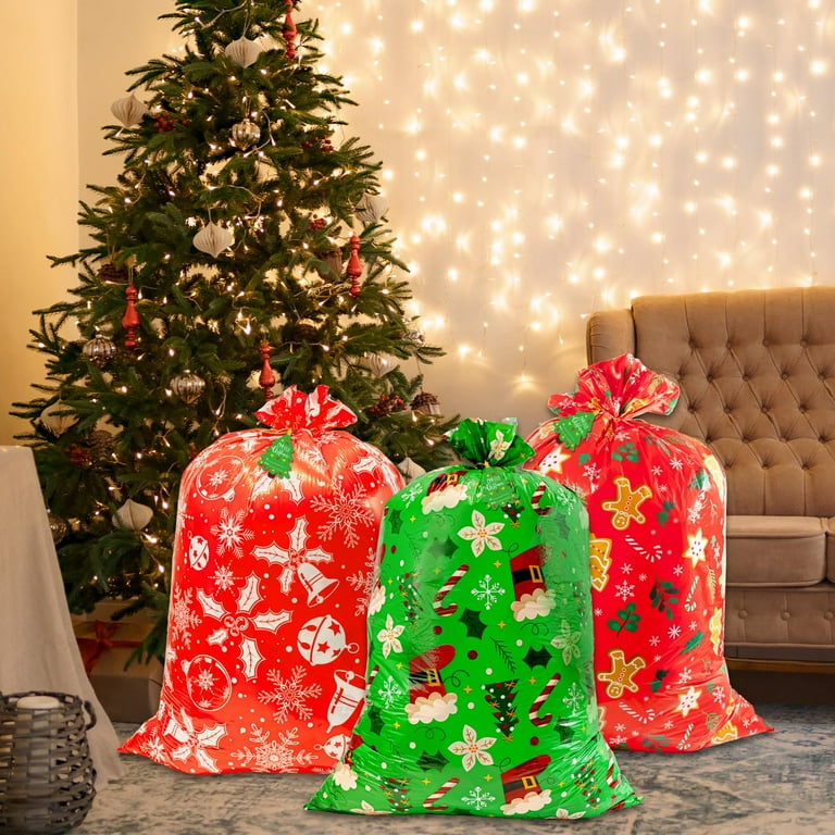 GuassLee 4pcs Large Christmas Gift Bags, Jumbo Holiday Drawstring
