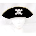 thumbnail image 1 of Sombrero de pirata de J Hats, negro, dorado, blanco, con calavera y huesos cruzados, grande, 23,5 pulgadas NWT Jacobson Hat Company 0634324854393, 1 of 2