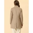 thumbnail image 4 of Abrigo de invierno elegante Allegra K Largo de un Solo Pecho con cuello alto Marrón claro M, 4 of 5