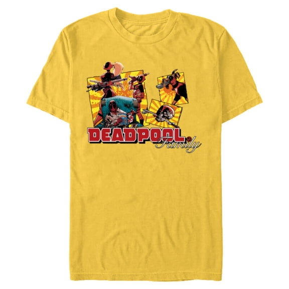 Marvel Deadpool Family Lady ‘Pool Kidpool Dogpool Headpool- Short Sleeve Blended T-Shirt for Adults - Customized-Yellow