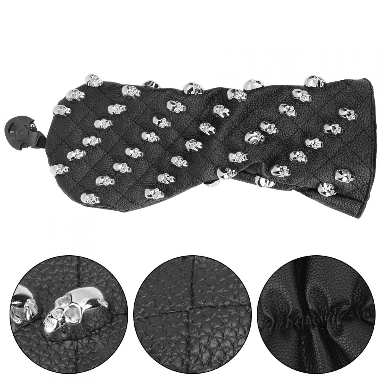 Nieyigj Premium PU Leather Skull Golf Club Head Cover for Fairway Woods, Water-Resistant Padded Protection, Medium Black (12.8 in / 32.5 cm) Headcover Accessory