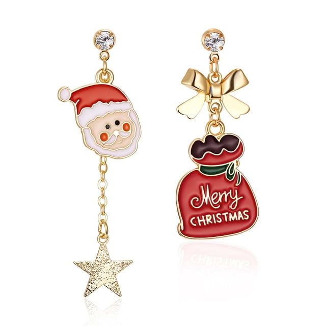 Fiudx Colgante Navideños con Diseño Asimétrico de Cristales, Ligeros, Aleación de Aluminio, Ideales para Fiestas y Uso Diario, Estilo Femenino. Incluye 1 Par.
