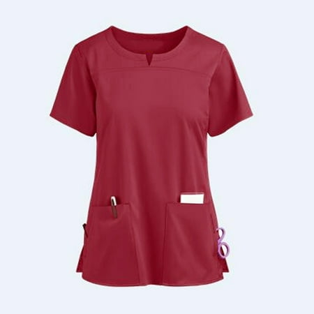 

Women s Short Sleeve V-Neck Pocket Care Workers Tops XL