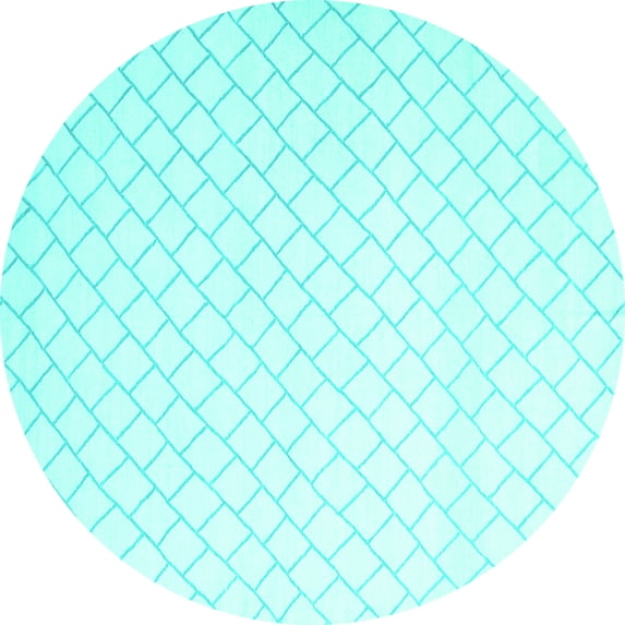 Ahgly Company Machine Washable Indoor Round Solid Turquoise Blue Modern Area Rugs, 8' Round