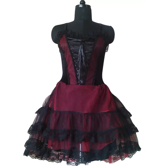 Corset Gothic Evening Gown Red Victorian Cocktail Prom Party Mini Dress Girl