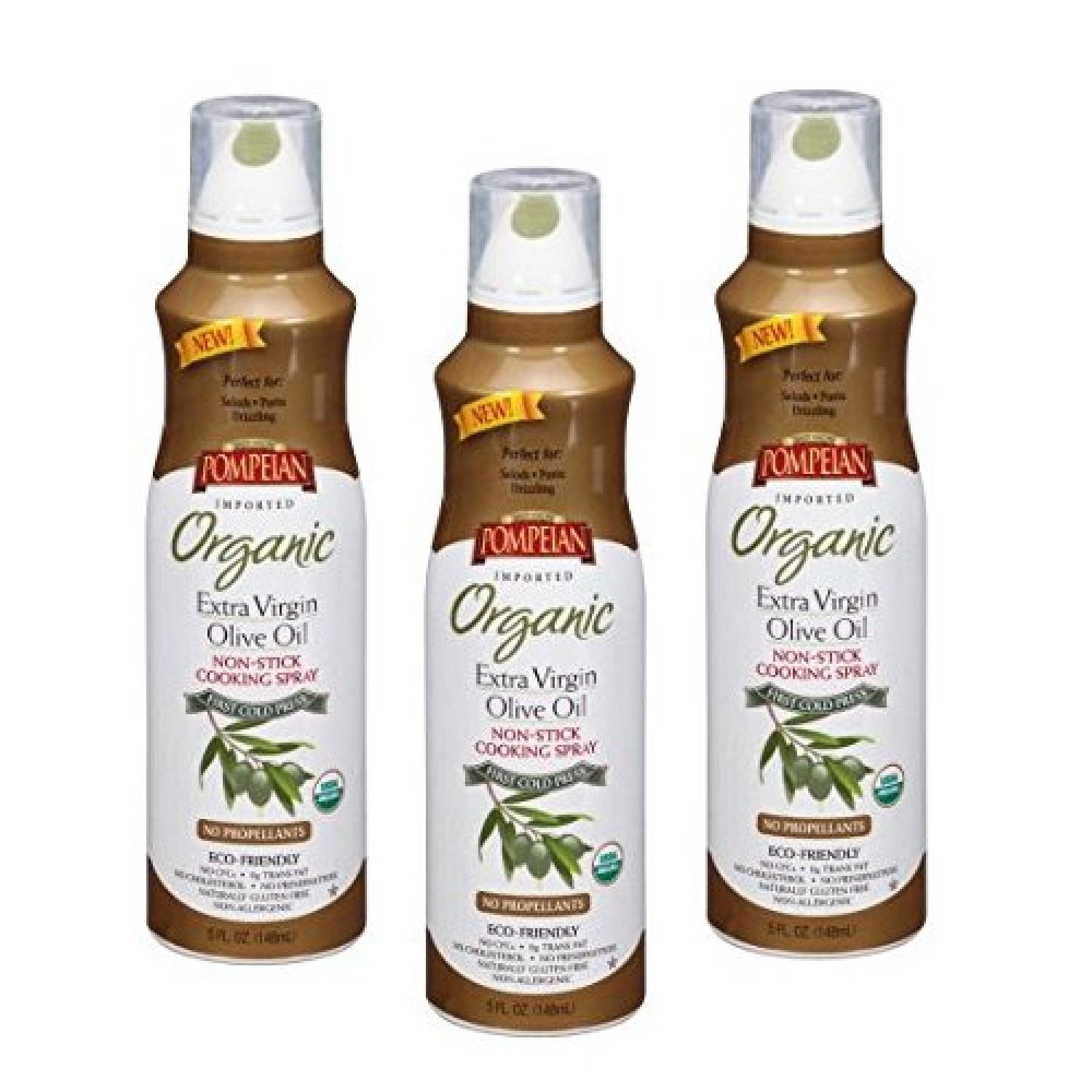Pompeian Organic Extra Virgin Olive Oil Cook Spray, 5.0 FL OZ (Pack of