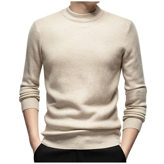 LOVZFMLL Sweaters for Men, Solid Color Acrylic Crew Neck Ribbed Pullover, Casual Basic Everyday Layering Shirt, Fall Clothes, Warm Winter Tops