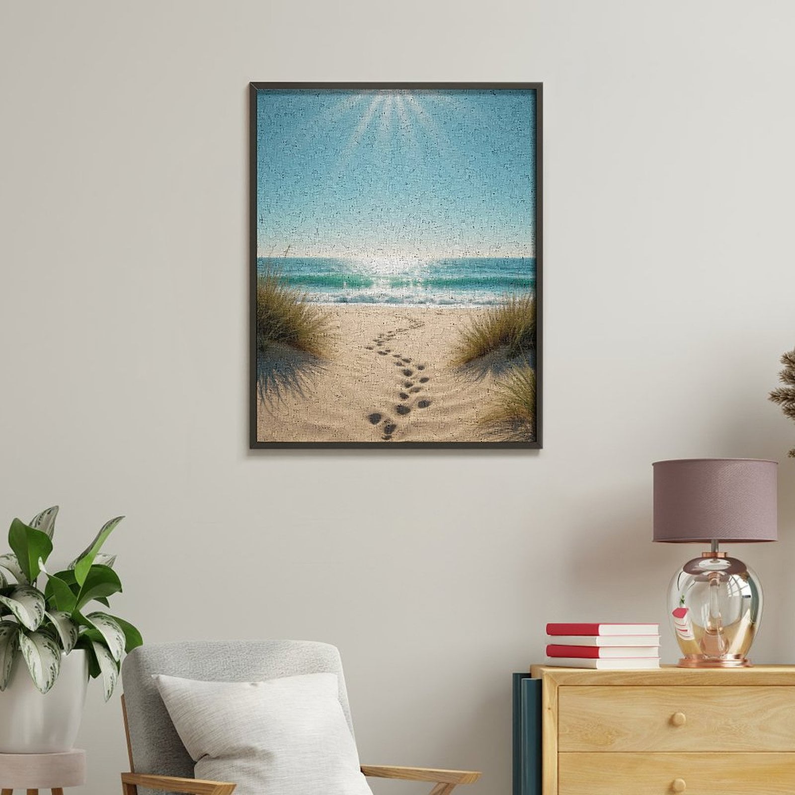 Paint by Numbers Kit for Adults, Sunny Beach Path Ocean Waves Paint by Numbers, Easy Paint by Numbers Kit for Adults Beginner, DIY Adult Paint by Number Kits on Canvas, Home Decor