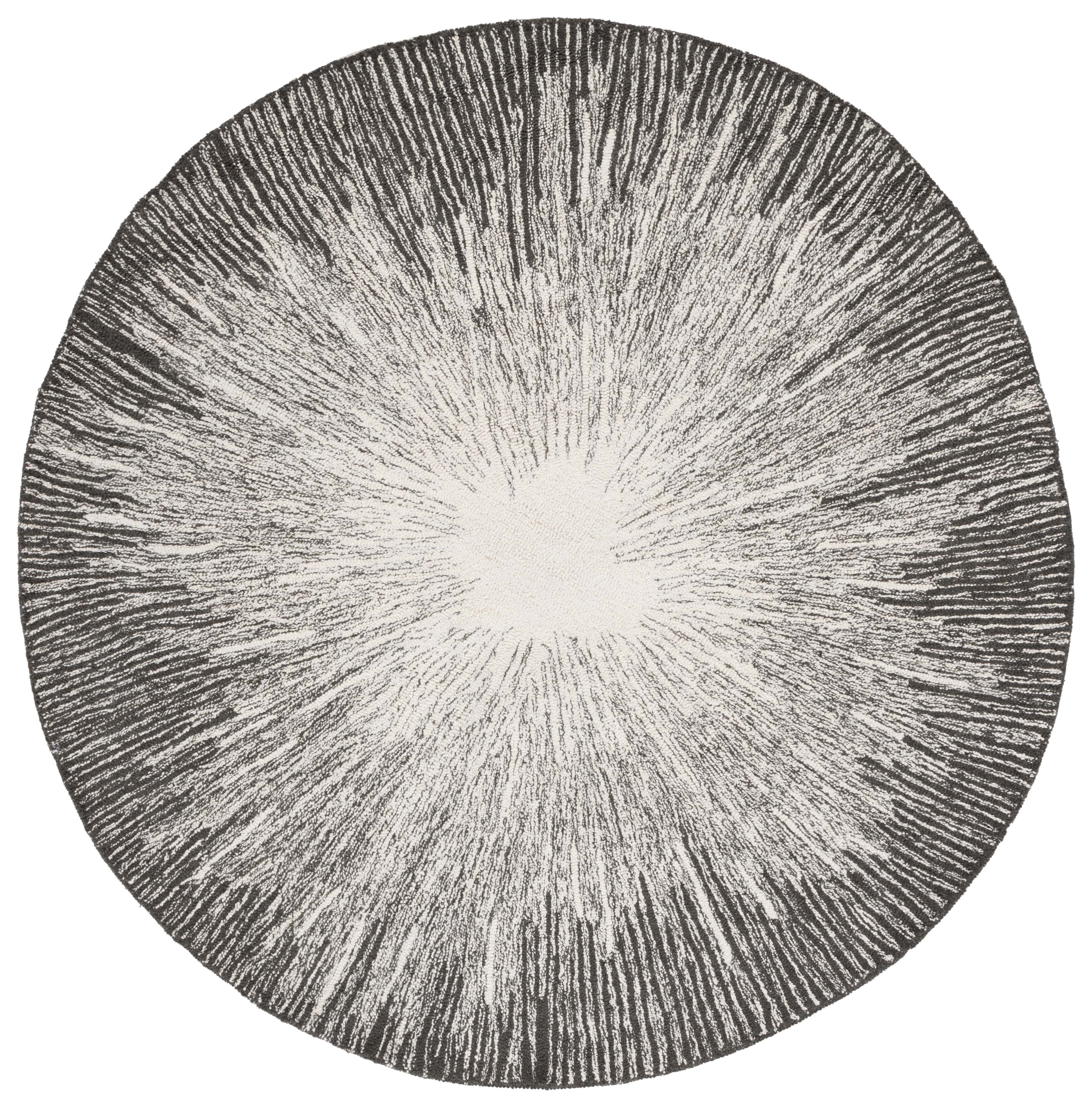 SAFAVIEH Abstract Olivera Radiate Area Rug, Ivory/Charcoal, 6' x 6' Round