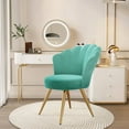 thumbnail image 5 of Hawsaiy Modern Velvet Accent Chair with Gold Metal Legs,Upholstered Vanity Chair for Bedroom, Makeup Room, or Living Room，Cyan, 5 of 9