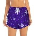 thumbnail image 4 of Lsque Dark Purple Snowflakes Printed Women's Running Shorts with Liner Pockets,Elastic Quick Dry Workout Athletic Gym Yoga Shorts,Womens High Waist Shorts-X-Large, 4 of 9