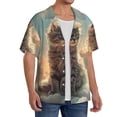 thumbnail image 2 of Pofeuu Sunshine Cloud Kitten Print Mens Casual Short Sleeve Shirts Beach Summer Spread Collar Pocket Tops Men's Casual Short-sleeved Shirt-XX-Large, 2 of 5