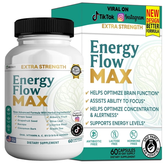 GreenVify Energy Flow Max – Daily Energy, Focus & Vitality Wellness Support Dietary Supplement
