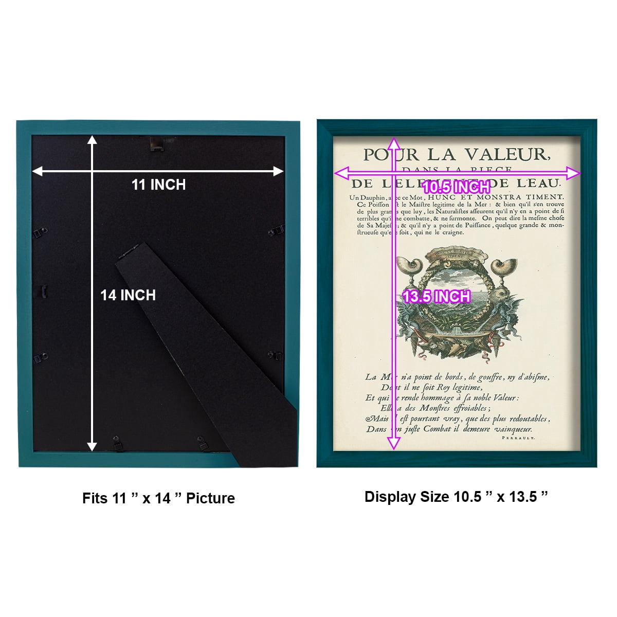 Printed Embellished Bookplate VII - Framed Print w/glass - Ocean Blue