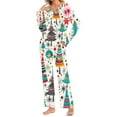 thumbnail image 2 of Lorytime Pajamas for Women Set Winter Christmas Tree Long Sleeved Crew Neck Tops Elastic Waist Pants Holiday Loungewear, 2 of 6