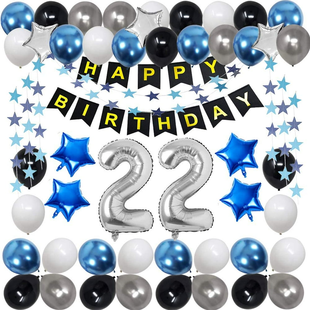 22nd Birthday Decorations for Men Women Boy Girl,Blue