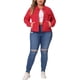 thumbnail image 2 of Chaquetas de mezclilla de mujer de tallas grandes Agnes Orinda, de manga larga, con bolsillos, 3X, rojas, 2 of 7