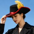 thumbnail image 6 of Hsqqdc Adults Felt Pirate Hat with Feather Renaissance Musketeer Buccaneer Colonial Headwear, 6 of 7