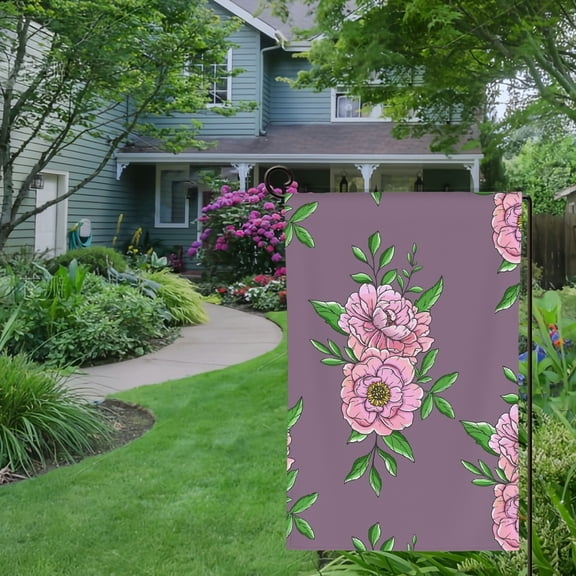 RKSupls Spring Summer Garden Flag Double Sided Dark Floral Botanical Pattern Linen Welcome Yard House Outside Outdoor Decoration,12*18 inch