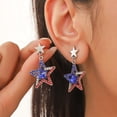 thumbnail image 2 of Patriotic Earrings for Women - 4th of July American Flag Dangle Earrings, PU Leather Red White Blue USA Themed Jewelry, for Independence Day & Everyday Outfits, 2 of 5